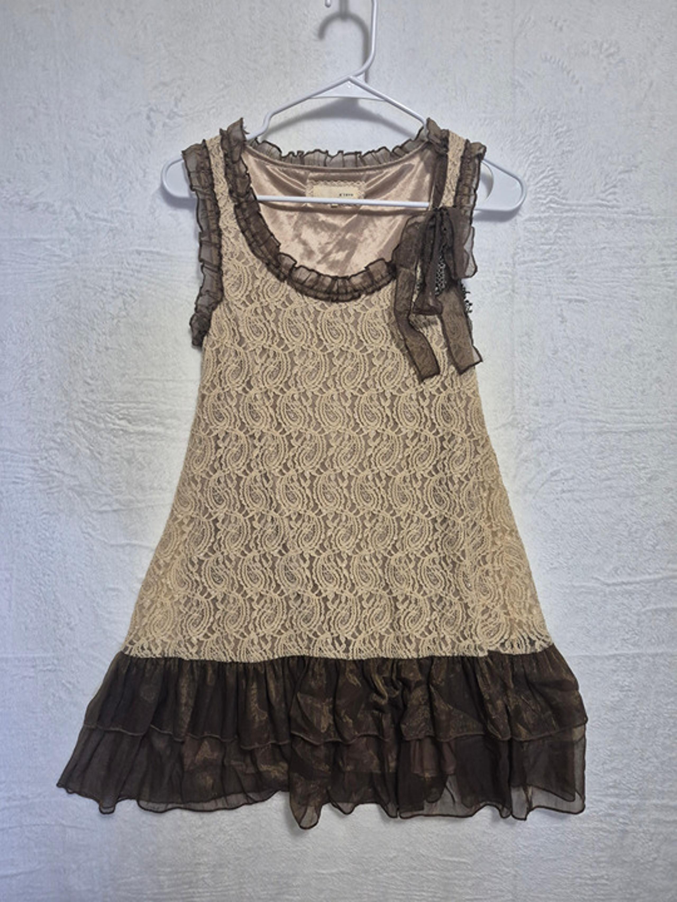 A'Reve Vintage BOHO Ruffle Cottagecore Fairy Pixie Grandmacore Romantic Dress S