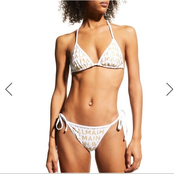 BALMAIN***White/Gold String Bikini Set**F36 US 4**470