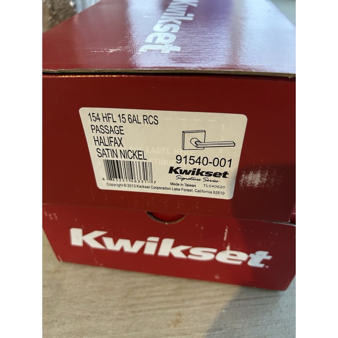 Lot2 Kwikset 154 HFL 15 6AL RCS Satin Nickel Passage Door Lock HALIFAX 91540-001