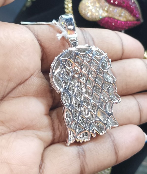 Cz micro pave Sterling silver Jesus pendant