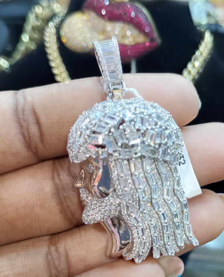 Cz micro pave Sterling silver Jesus pendant