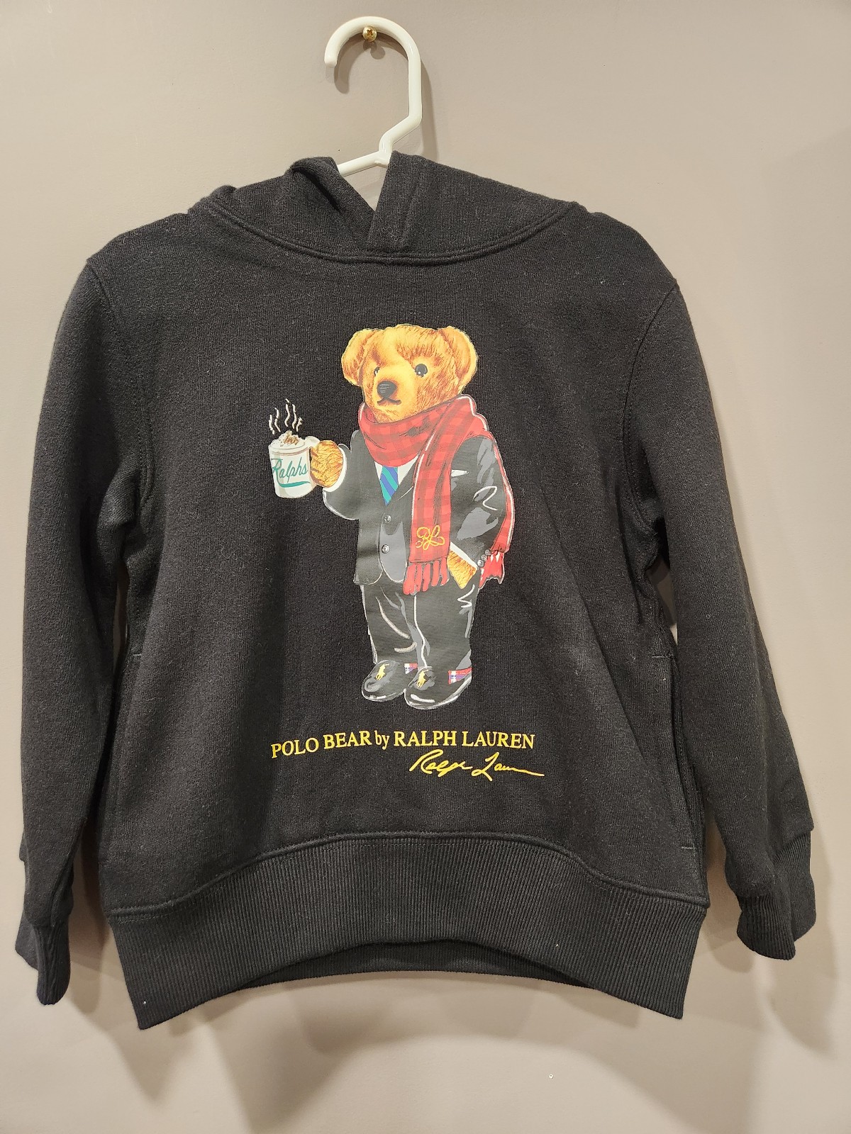 NWT Ralph Lauren Childrenswear Black Polo Bear Fleece Hoodie