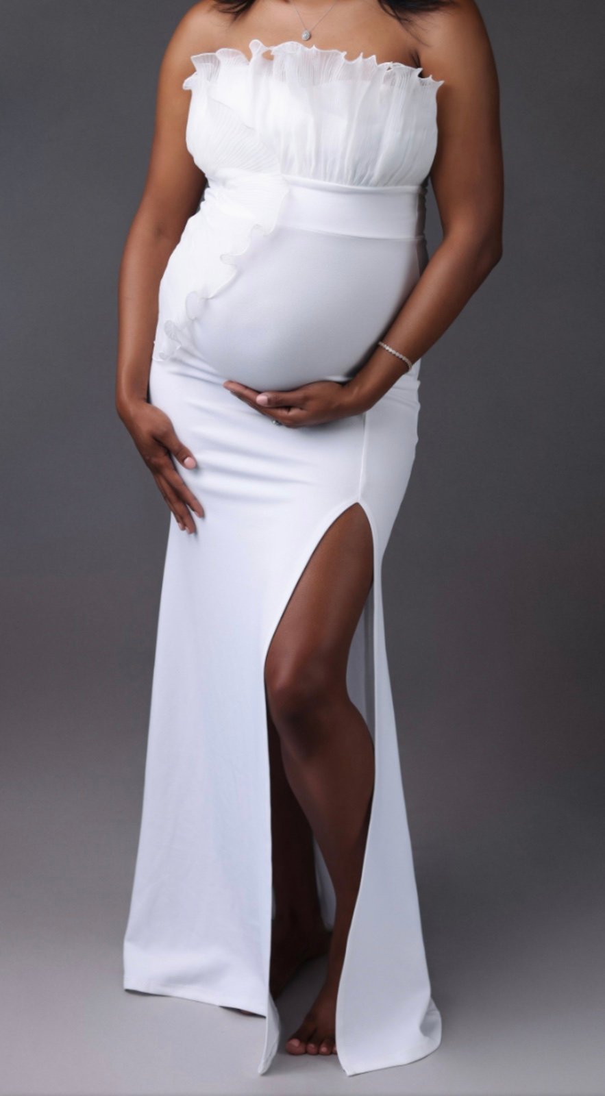 Ivory White Ruffled Maxi Dress