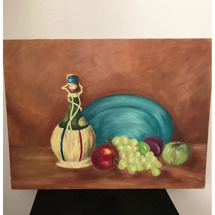 Wine Fruit Still Life Oil Painting John Wanamaker 12 X 16 Vintage