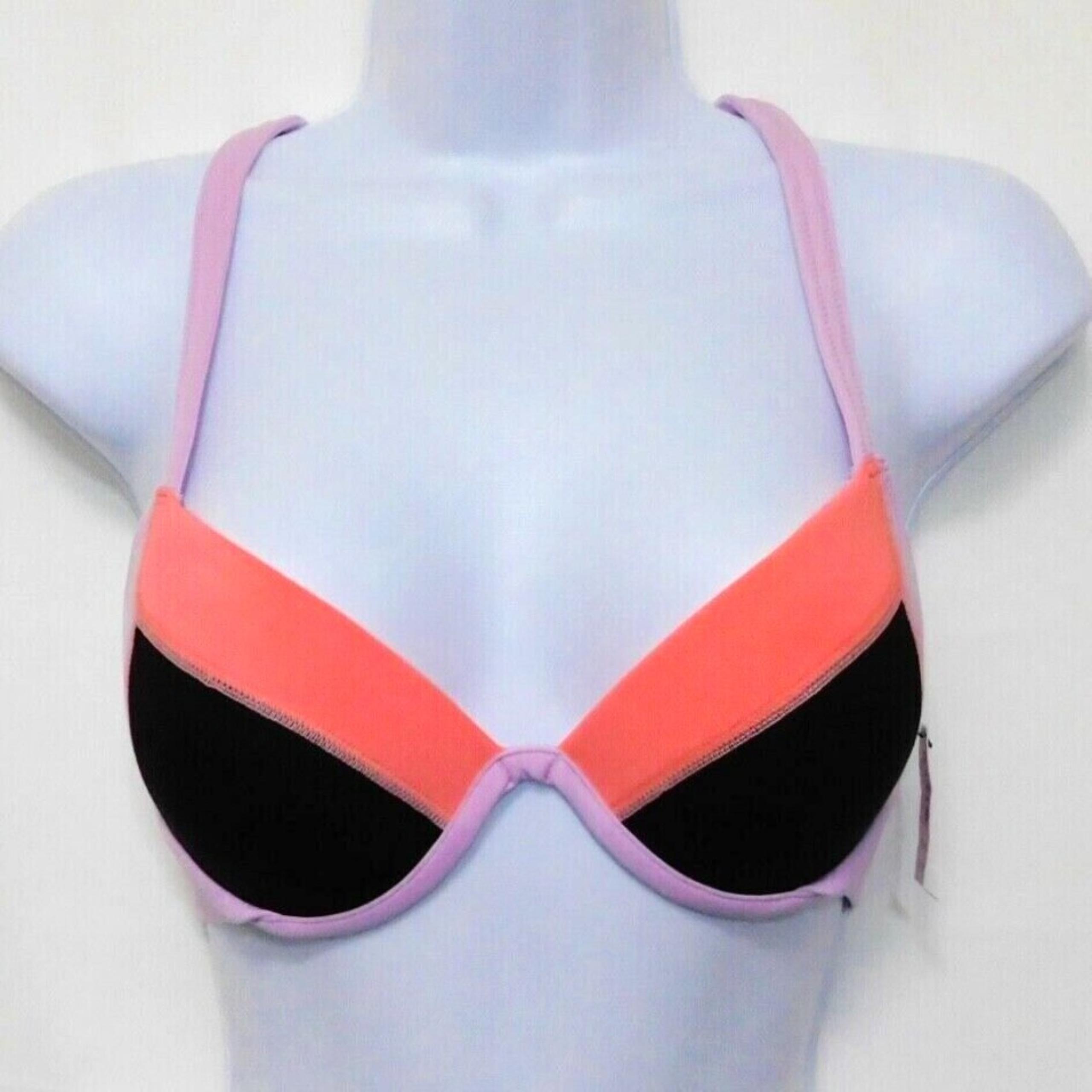Victorias Secret The Fabulous Bikini Top 34B Padded Push Up Color Block NEW