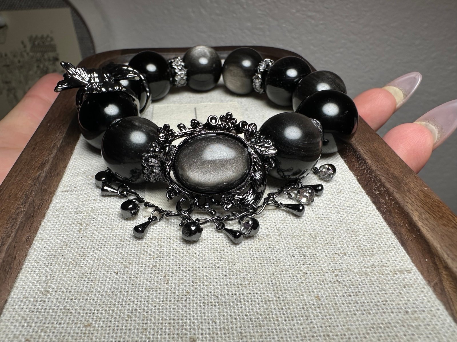 diy high quality silver obsidian Bracelet