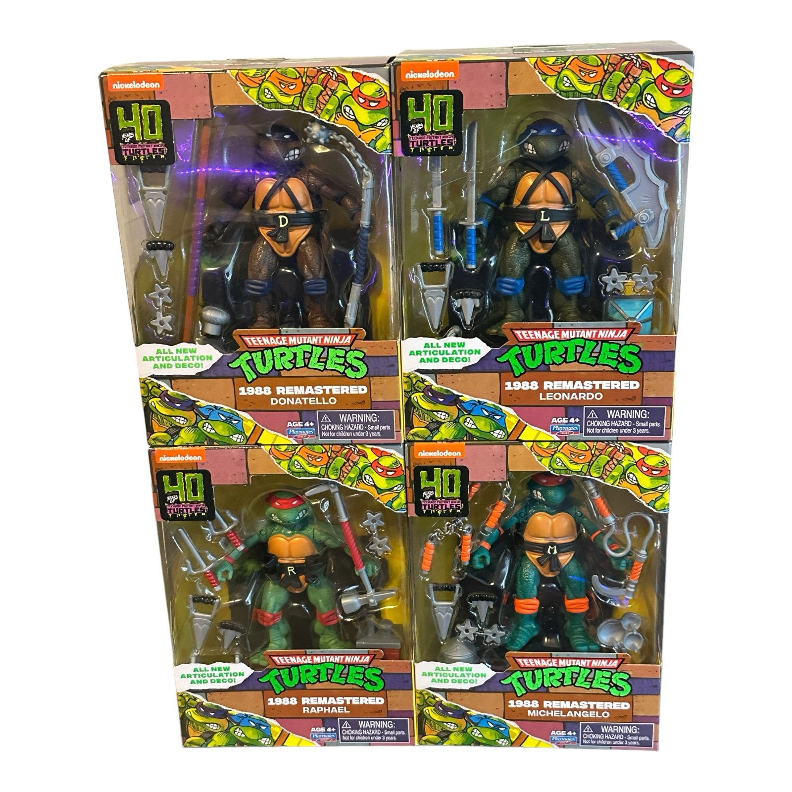 TMNT 1988 Remastered Playmates Set Of 4 - 40th anniversary Leonardo Donatello
