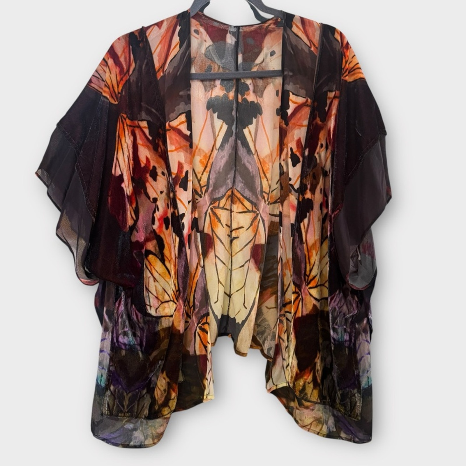Soft surroundings velvet and sheer kimono, one size