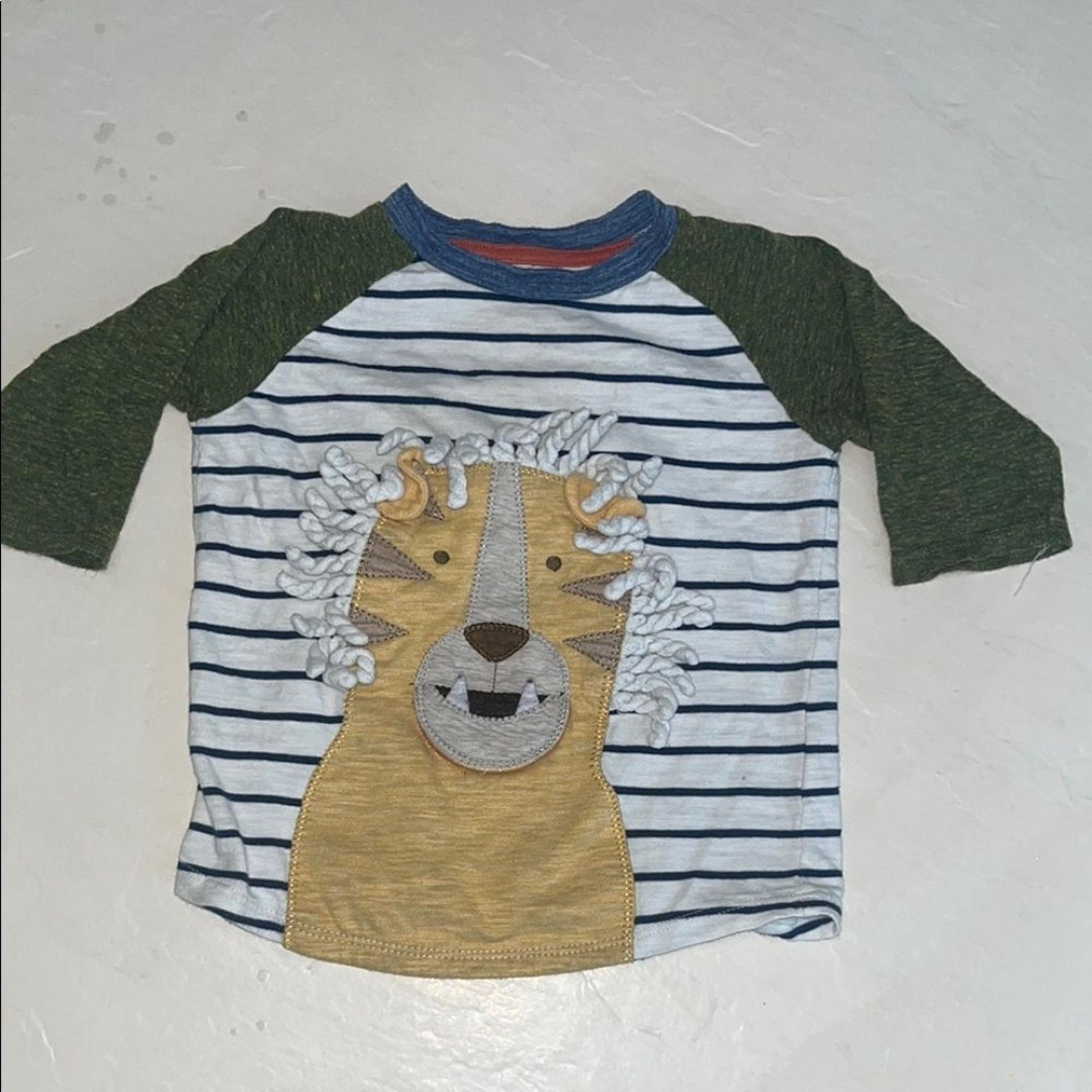 2T/3T Green and White Striped Lion Shirt