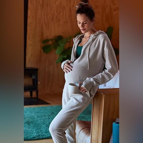 Free People Movement x Hatch Women's Maternity Grey Warm Up Jumpsuit, Size Med