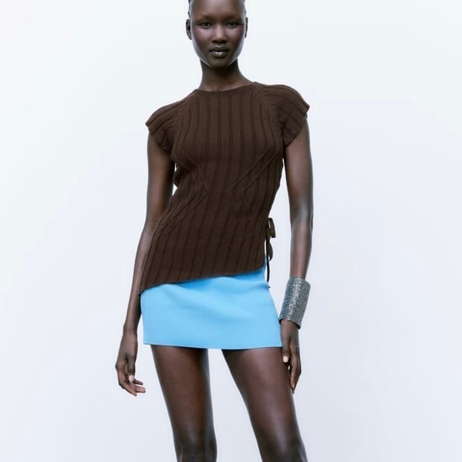NWT ZARA TIED RIB KNIT TOP