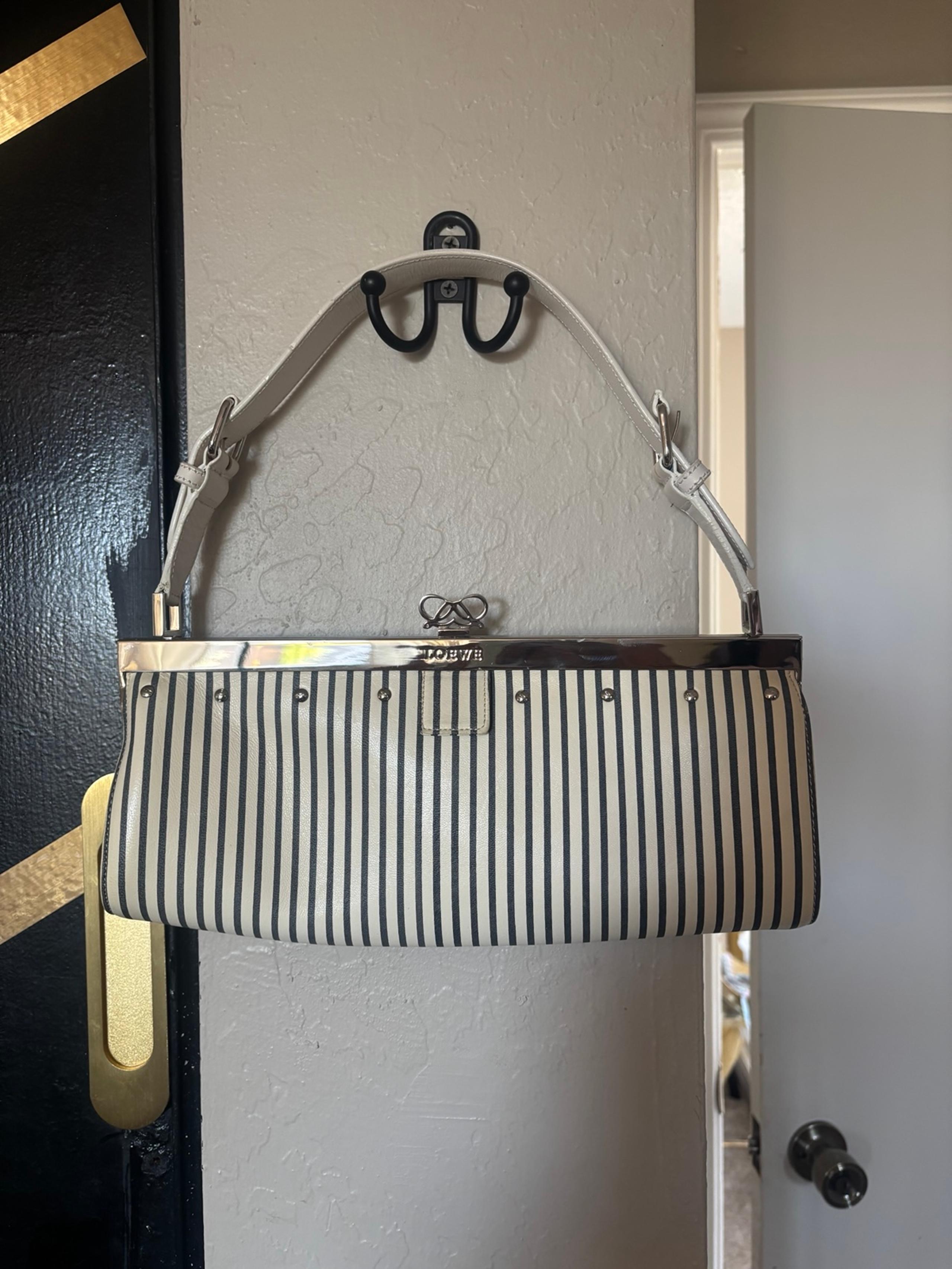 LOEWE grey and White Striped shoulder bag