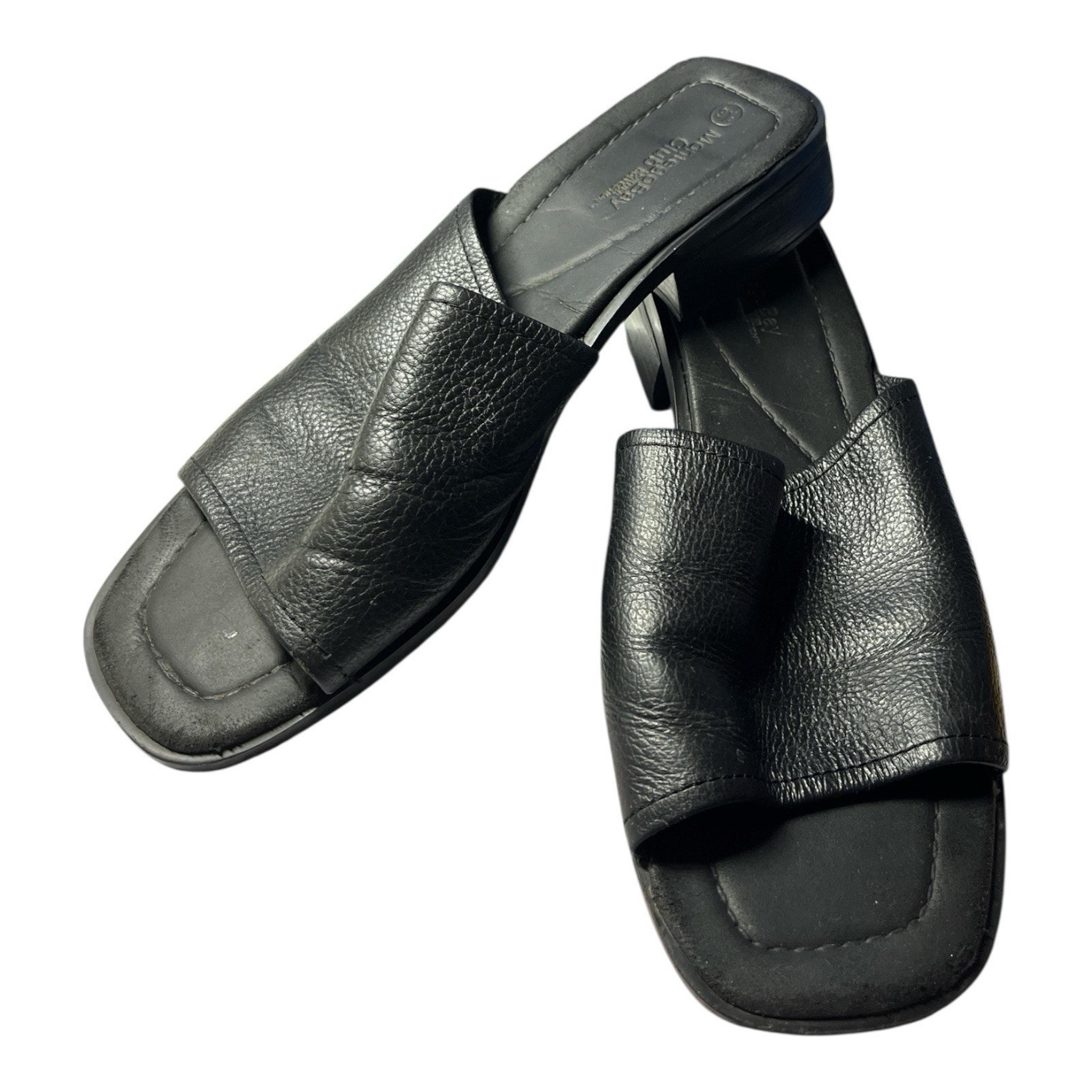 Montego Bay Club Leather Collection Black Slide Sandals Women’s Size 9.5 Pre-Own