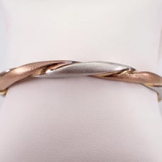 Vintage Sterling Silver Bangle Bracelet, Tri Color Toned Stackable Wrist Jewelry