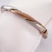 Vintage Sterling Silver Bangle Bracelet, Tri Color Toned Stackable Wrist Jewelry