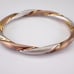 Vintage Sterling Silver Bangle Bracelet, Tri Color Toned Stackable Wrist Jewelry