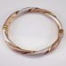 Vintage Sterling Silver Bangle Bracelet, Tri Color Toned Stackable Wrist Jewelry