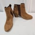 Dune London Women's Walker Boot Size 10 Block Heel Chelsea Pull On Tan Suede Y