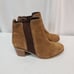 Dune London Women's Walker Boot Size 10 Block Heel Chelsea Pull On Tan Suede Y