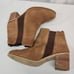 Dune London Women's Walker Boot Size 10 Block Heel Chelsea Pull On Tan Suede Y