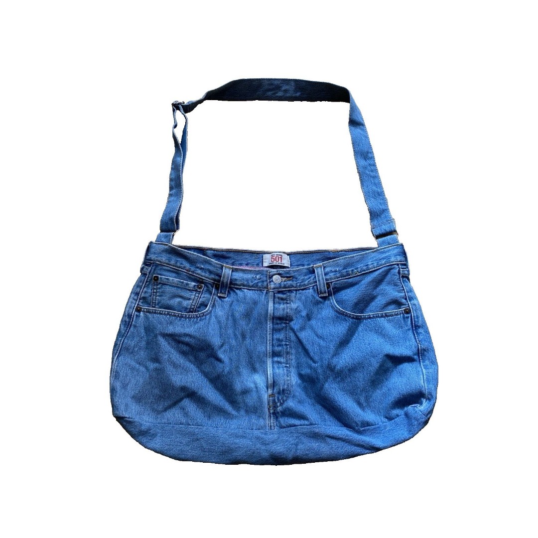 Custom Levis 501 red tag purse bag tote plaid flannel lined adjustable strap