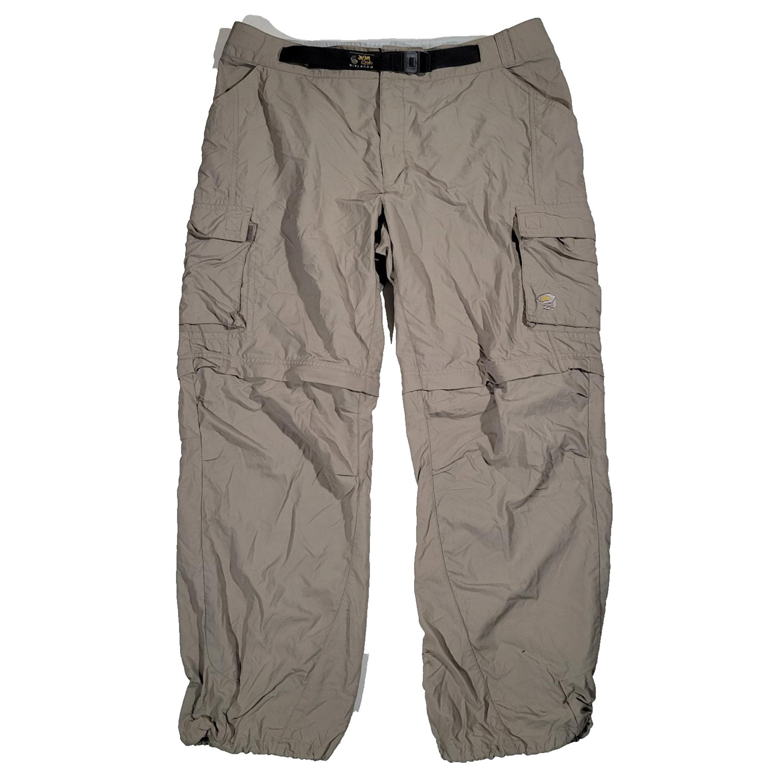 Mountain Hardwear Pants Mesa Convertible Mens XL Nylon Gray Cargo Belted OM2192