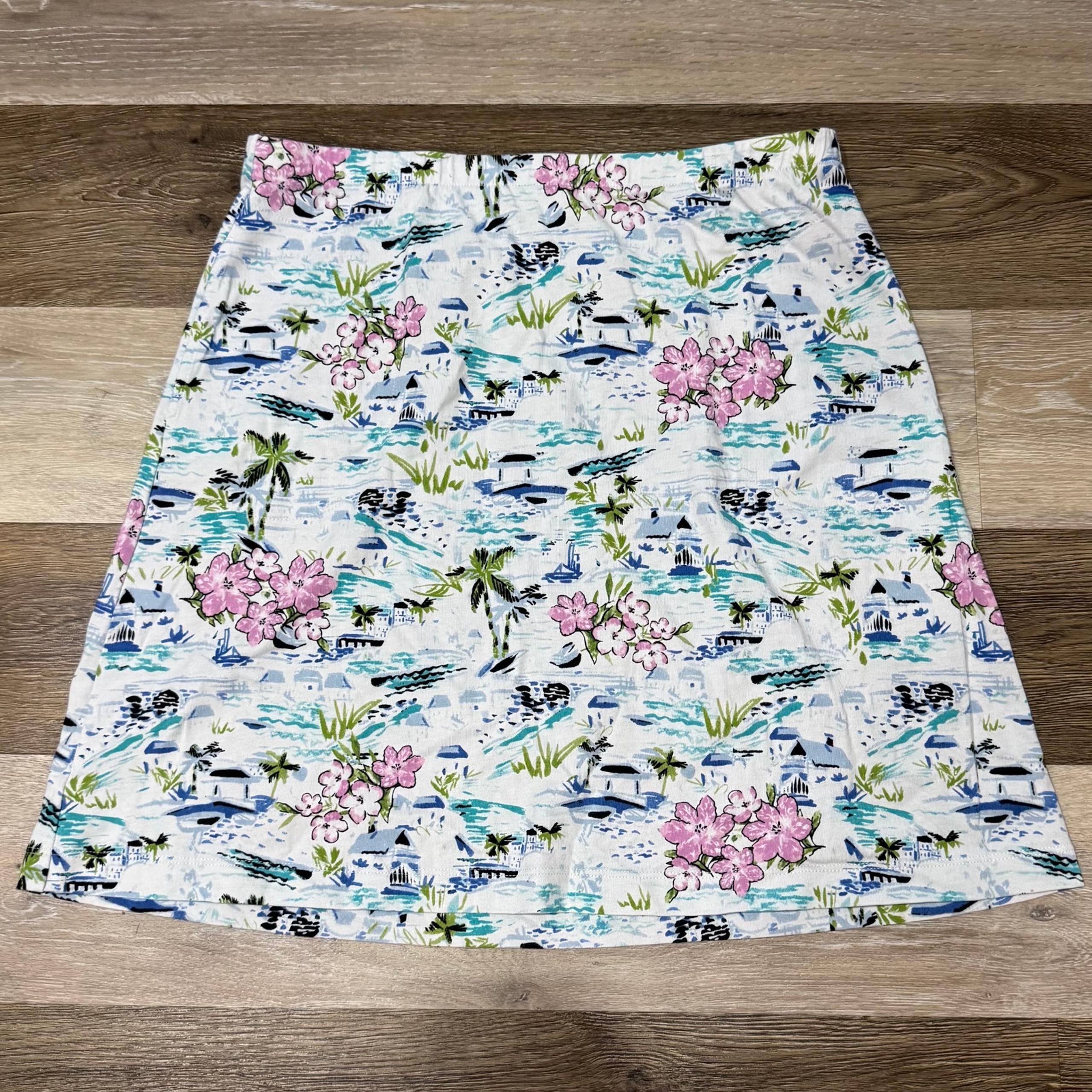 J Jill Seaside Tropical A-Line Skirt Women’s Sz Medium Petite Pull On in EUC - J. Jill