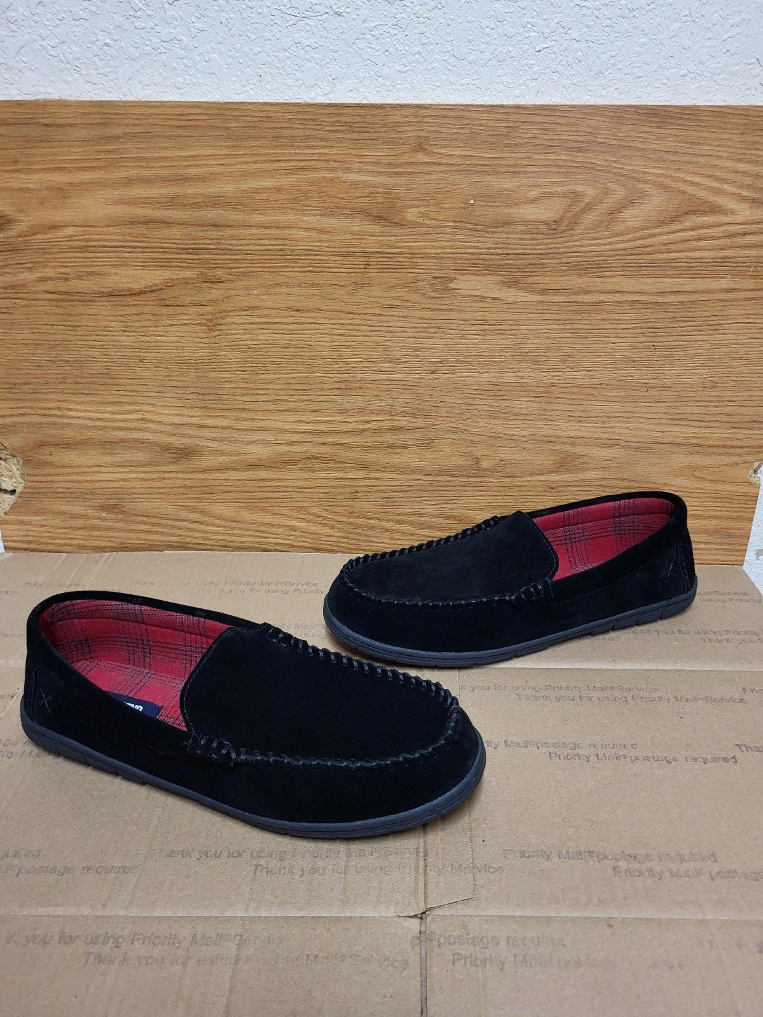 Lands' End Black Suede Moccasin Slip-Ons Men Size 13D NEW