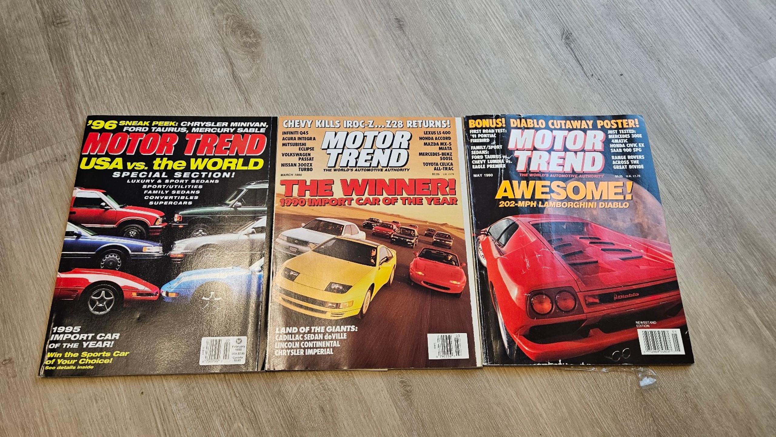 3 Vintage Motor Trend Magazines