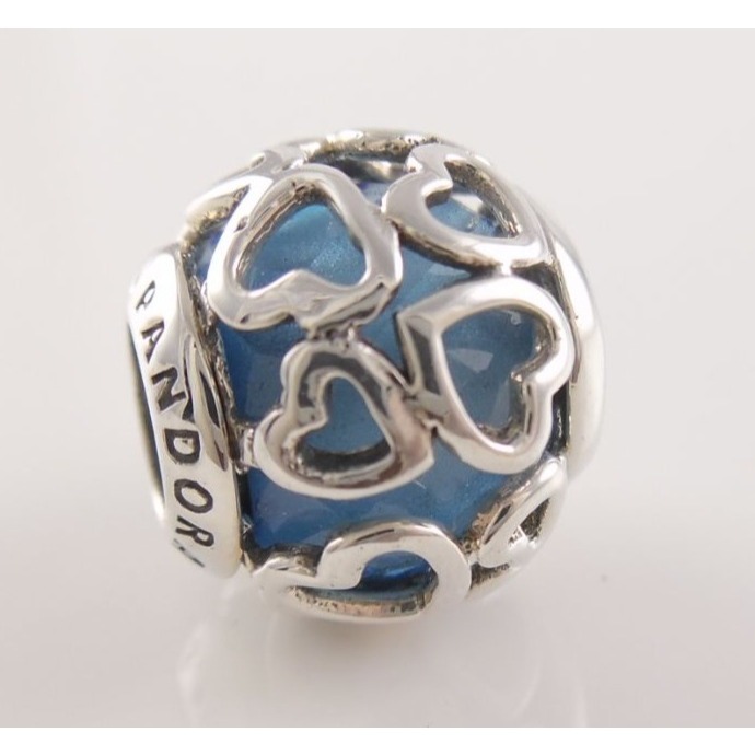 Authentic PANDORA Blue ENCASED IN LOVE VALENTINE'S Love Charm 7992096NBS NEW!