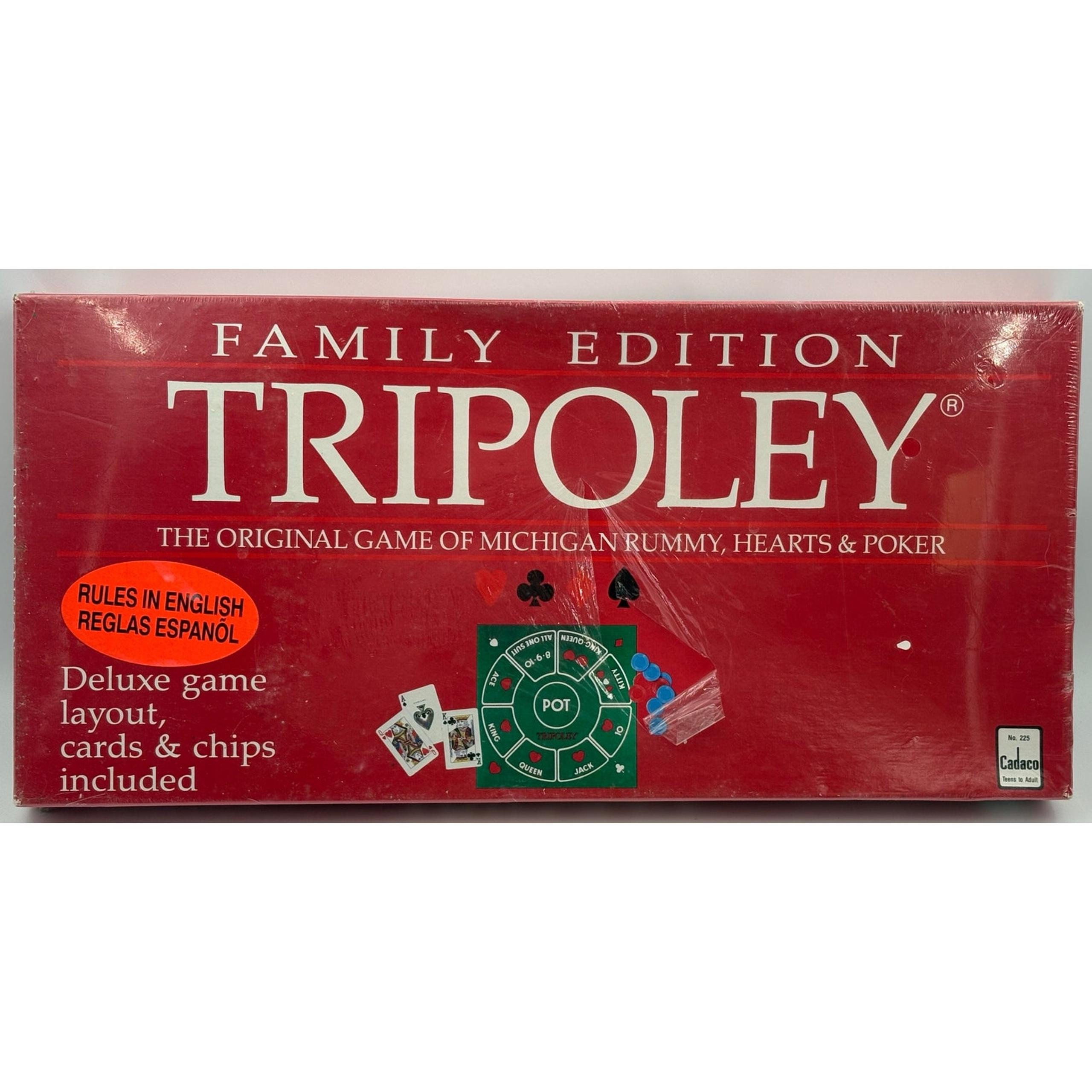 Tripoley Family Edition Board Game by Cadaco Deluxe Layout, Cards & Chips SEALED