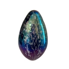 Glass Eye Studio Hand Blown Glass Ombre Iridescent Dichroic Egg Paperweight