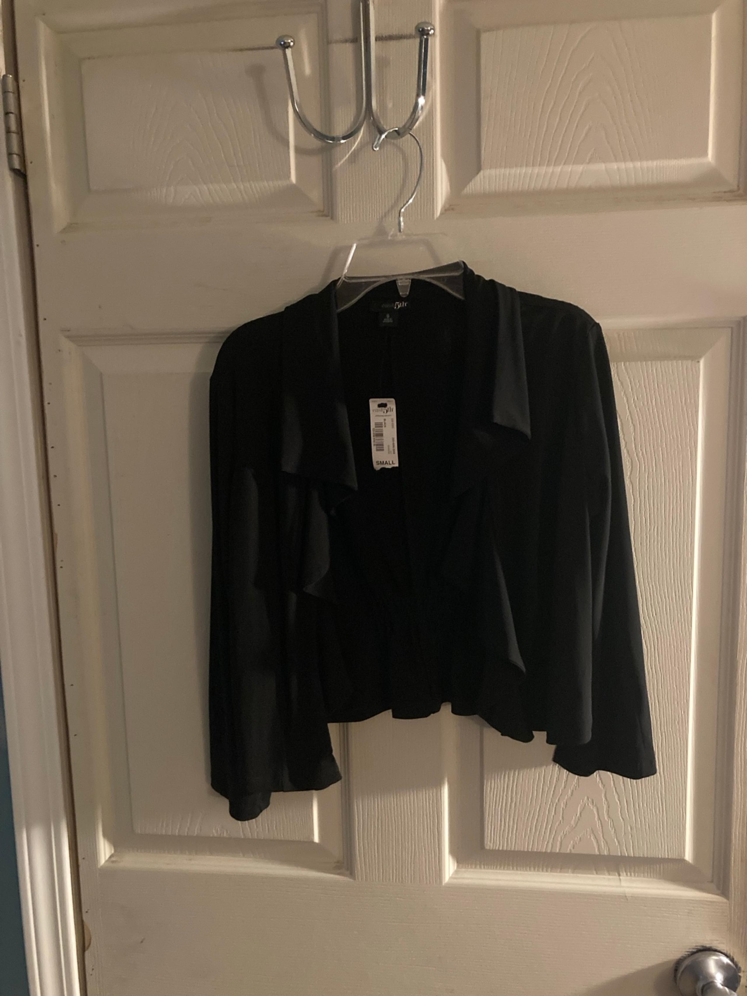 East 5th Chic Black Cropped Waterfall Cardigan Jacket Women’s Size S