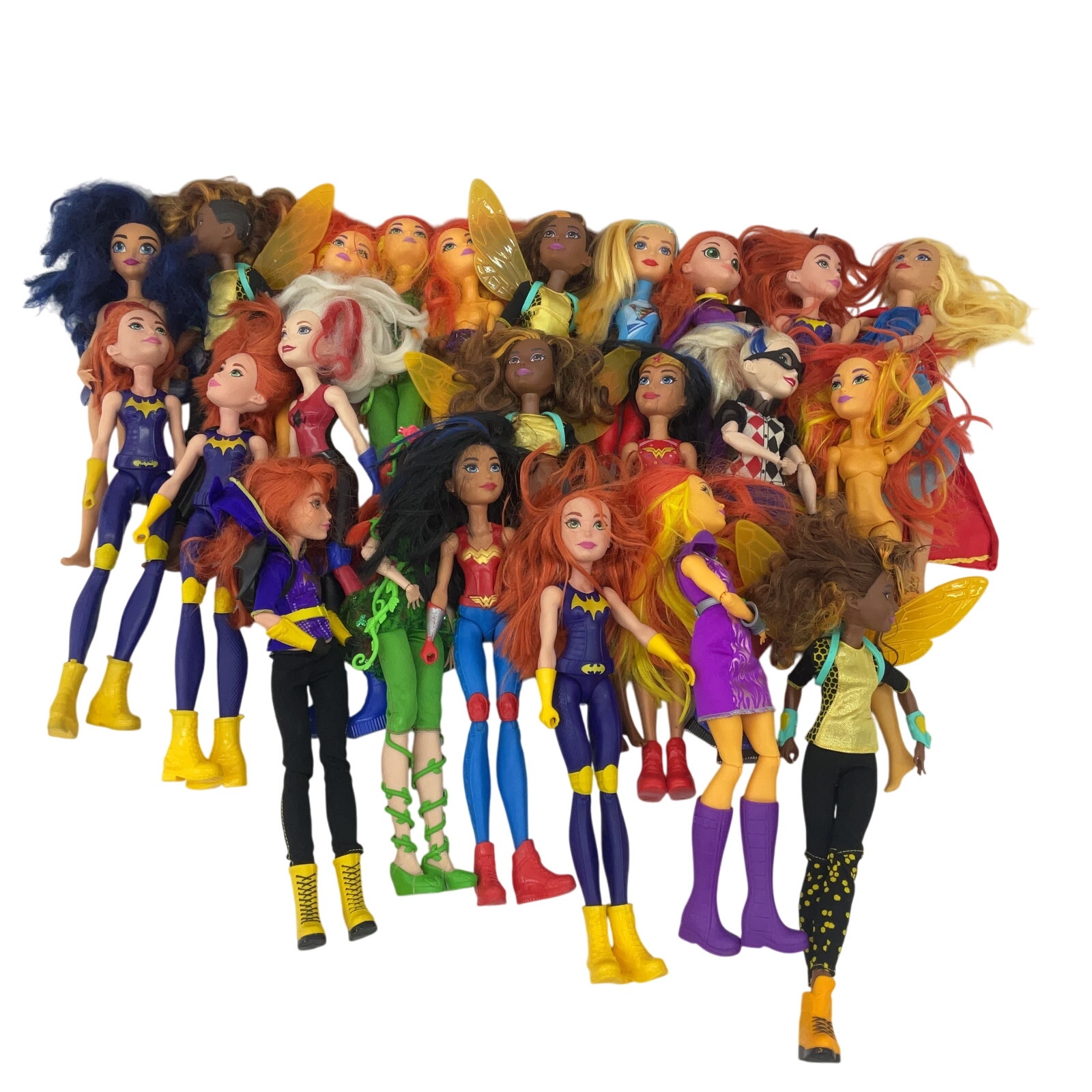 LOT DC Comics Super Hero Villain Play Dolls Harley Quinn Bat Girl Preowned 8 lbs