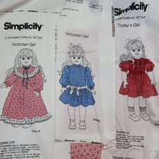3 Simplicity 18 Doll Clothes Fabric Panel Victorian Todays Girl Dress Nightgown
