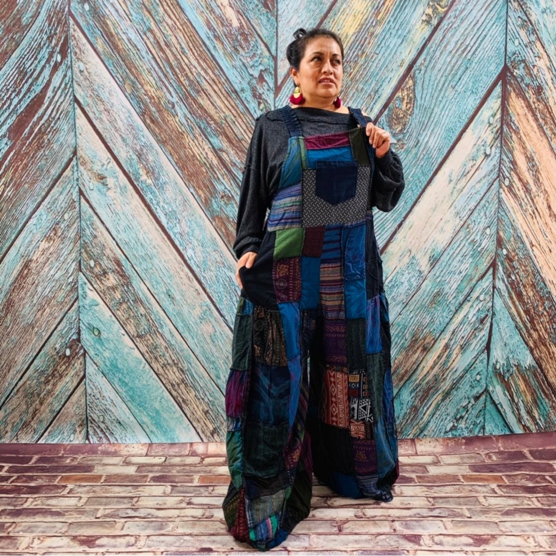 Patchwork Overall Jumpsuit One Plus Size