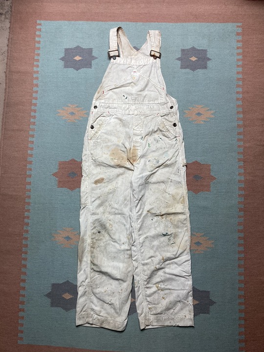 Vintage 1950s 60s Big Mac painter overalls white carpenter square bak 32x28