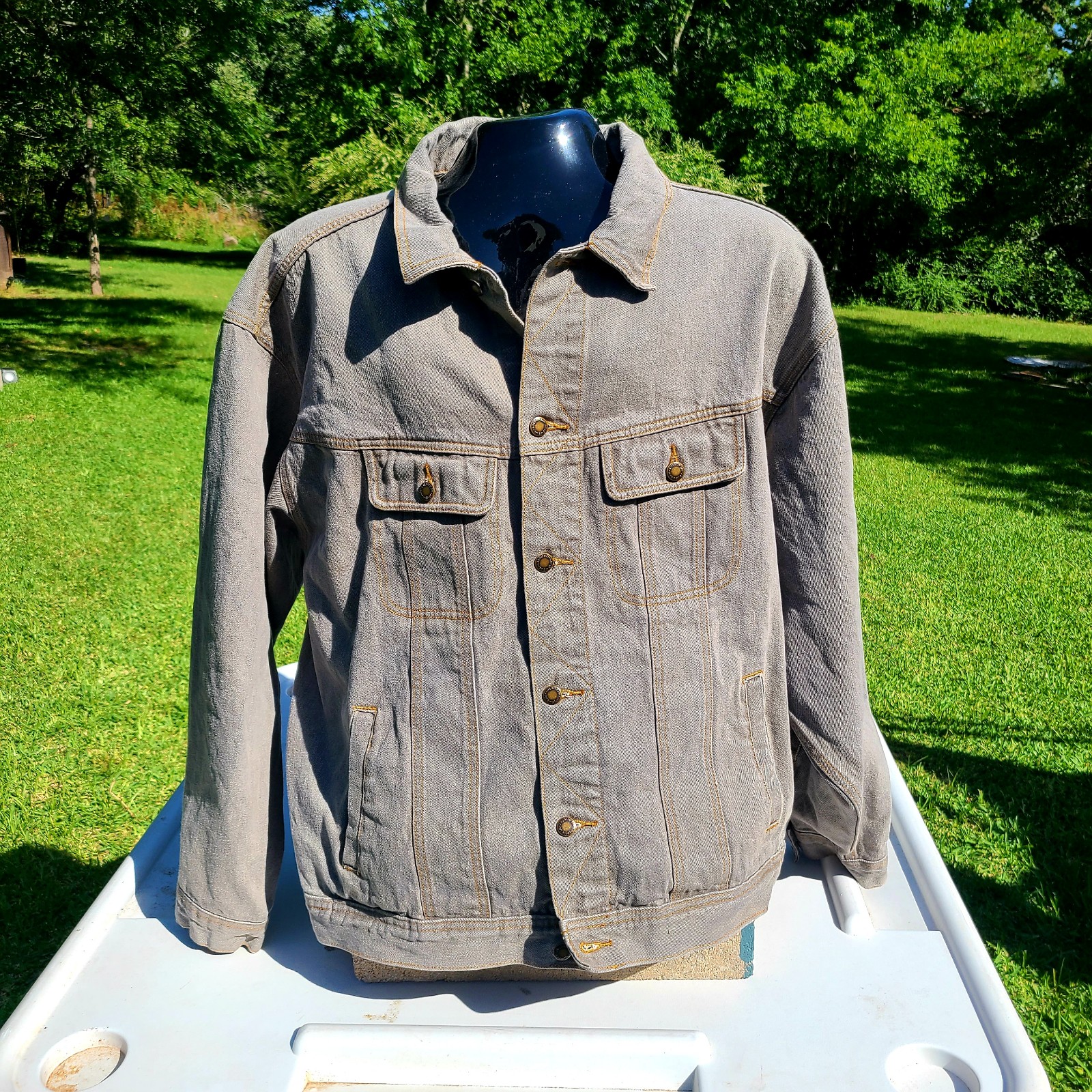 Wrangler Rugged Wear Jean Gray Denim Button Up Jacket Size 3X