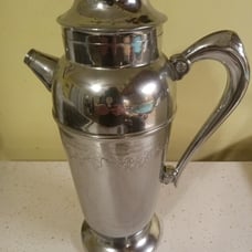 Vintage Art Deco Silver Plated Cocktail Shaker with a Grape and Vine Pattern