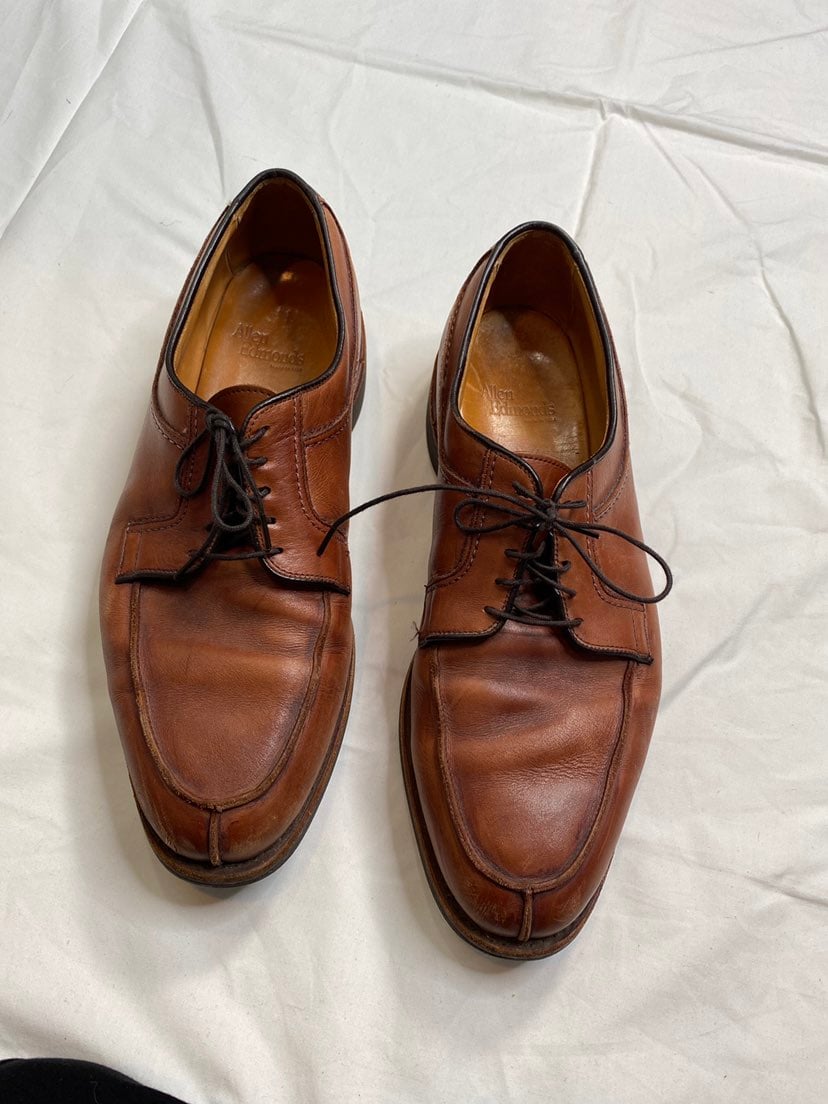 Allen Edmonds Stockbridge Walnut Tan Calf Leather Split Toe Dress Shoes 11D. A0