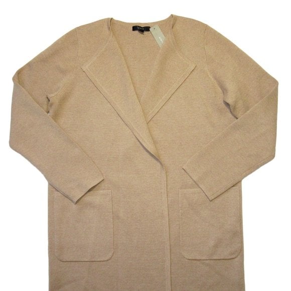 NWT J.Crew Juliette in Heather Khaki Open-Front Collarless Sweater Blazer XL