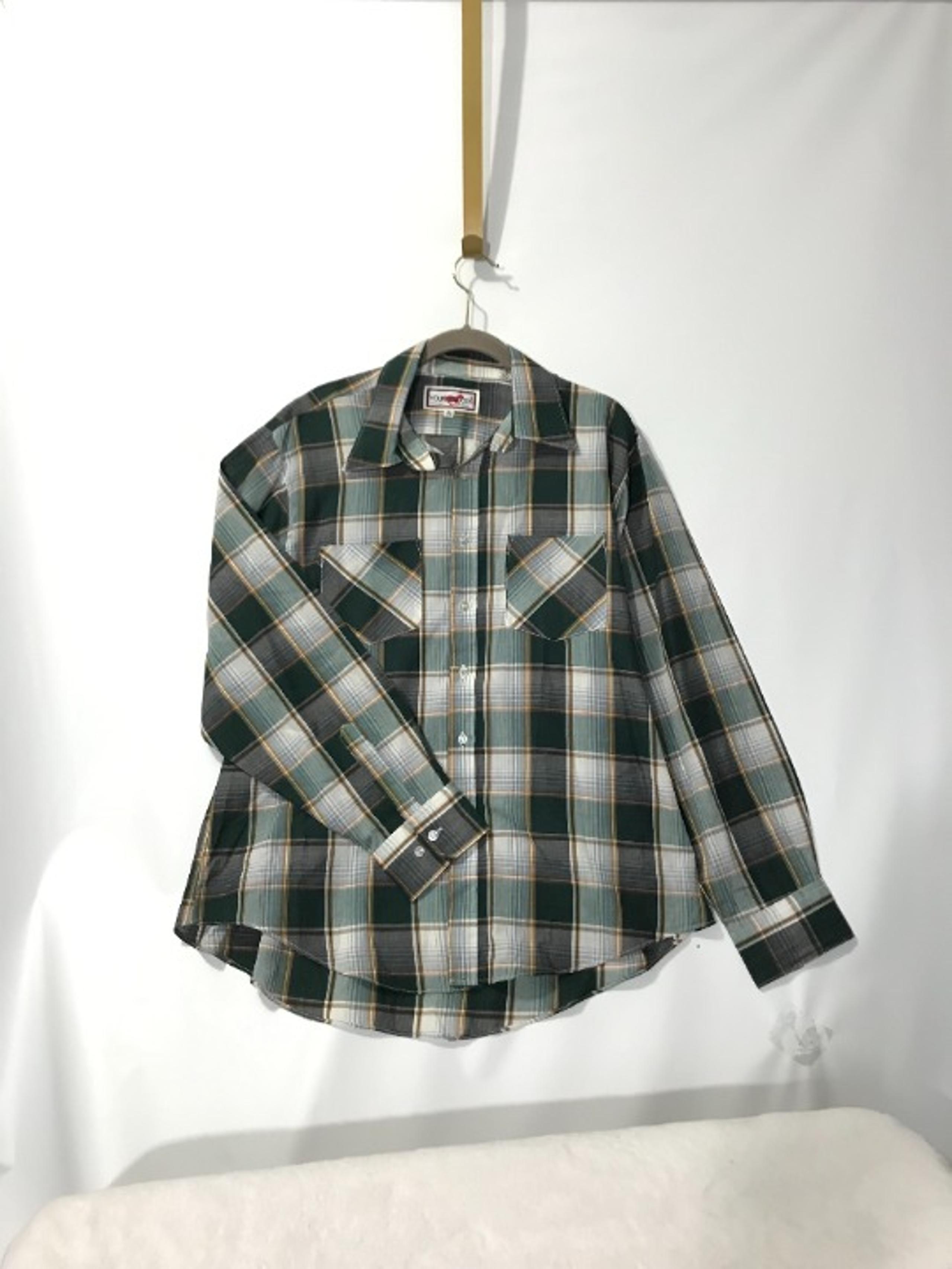 Youngbloods Authentic Western Mens Green Plaid Button Up Shirt XL
