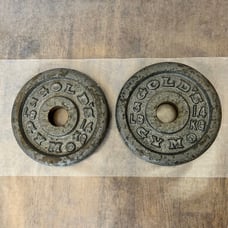 Vintage Golds Gym 3lb Weight Plates 1” center (2 plates / 6lbs total)