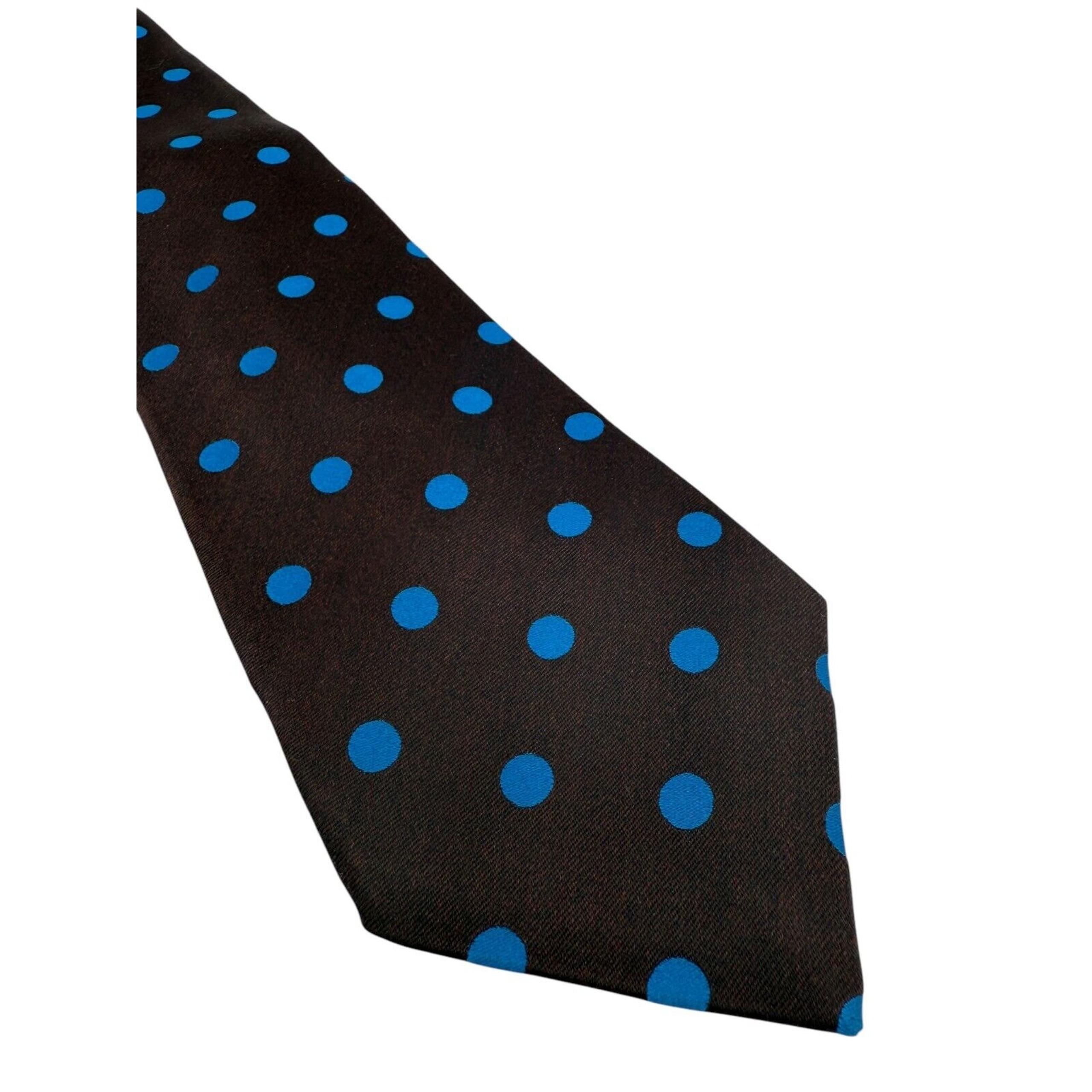 KITON Napoli Necktie Vintage Neck Tie Italian SILK Men's Polka Brown 59X3.5"
