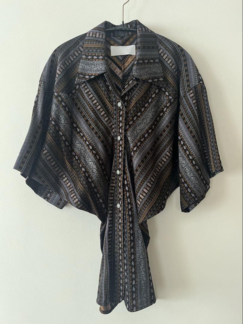 Stripe Jacquard Open Collar Shirt
