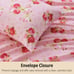 Bed Sheet Set Queen Pink Floral Printed Sheets Ultra Soft Queen 4 Pieces