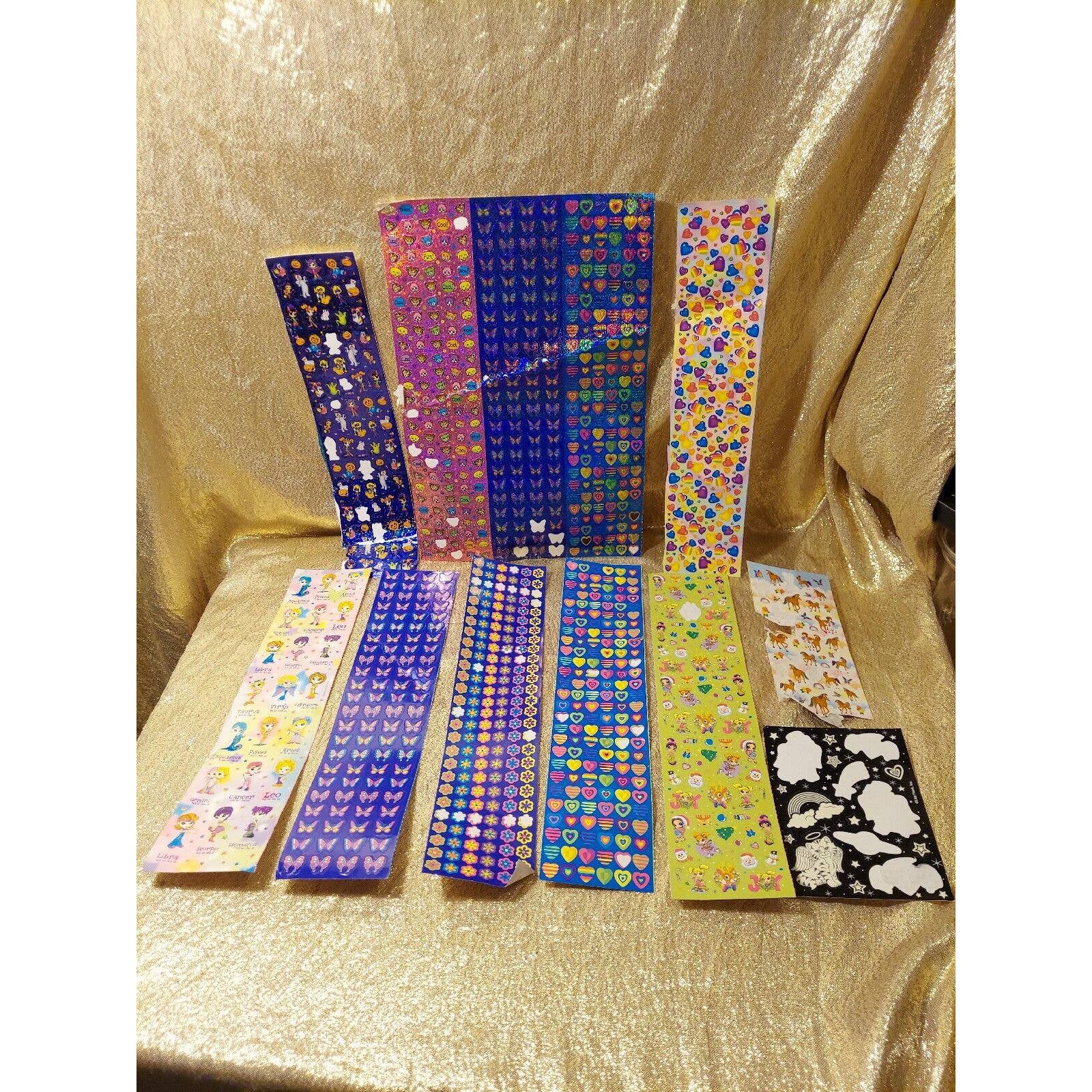 Lot Of 12 Vintage Lisa Frank Sticker Sheets y2k 2000s Holographic Butterfly