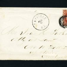 US SCOTT #26 Sayville NY 1861 Postal History Cover BROWN CARMINE, Cat.40.00