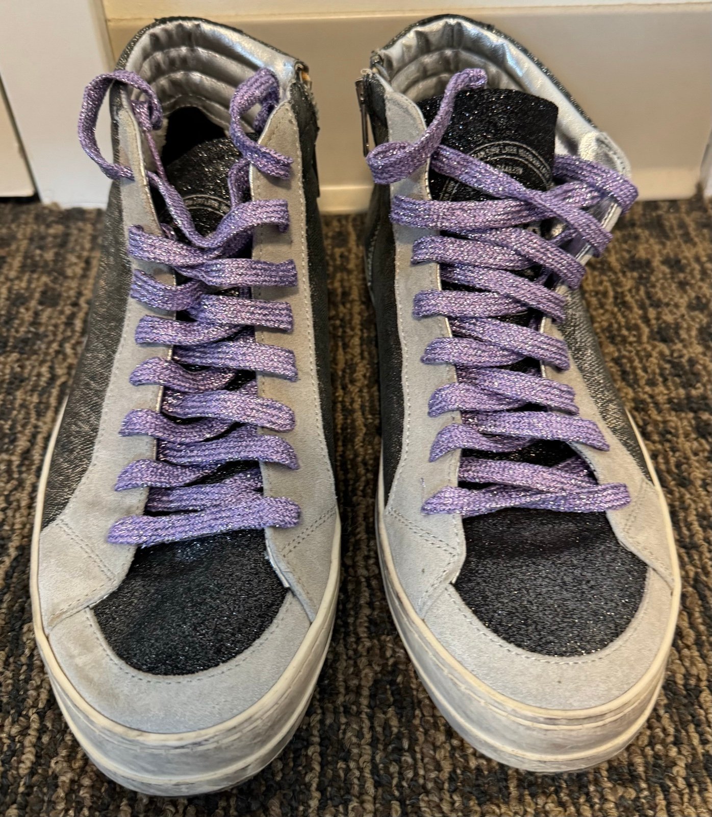 P448 GLITTER EMBELLISHED HIGH TOP SNEAKERS SIZE 40