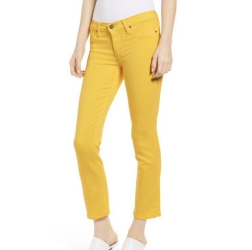 Hudson women's size 25 yellow straight leg ankle crop NICO cigarette jeans